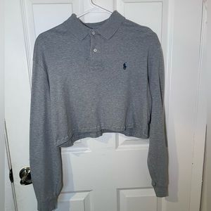 Cropped long sleeve polo